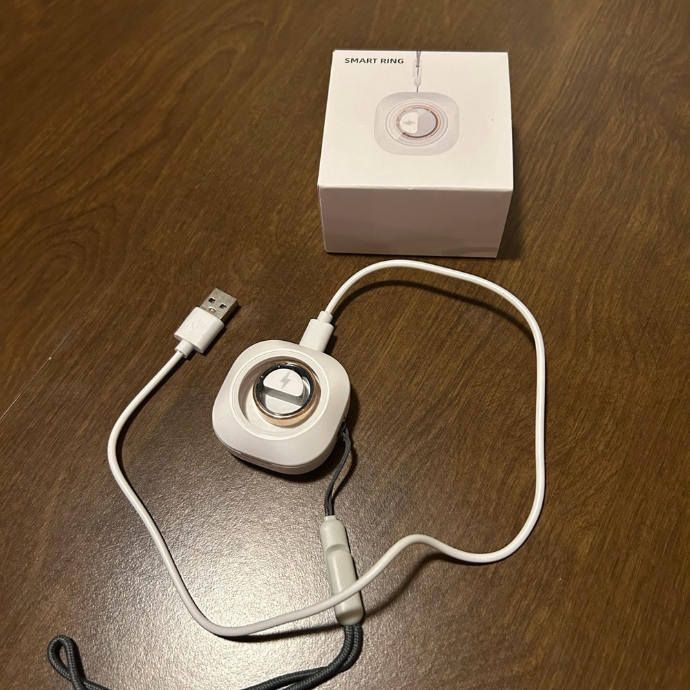 White Smart Ring with Charging Cable